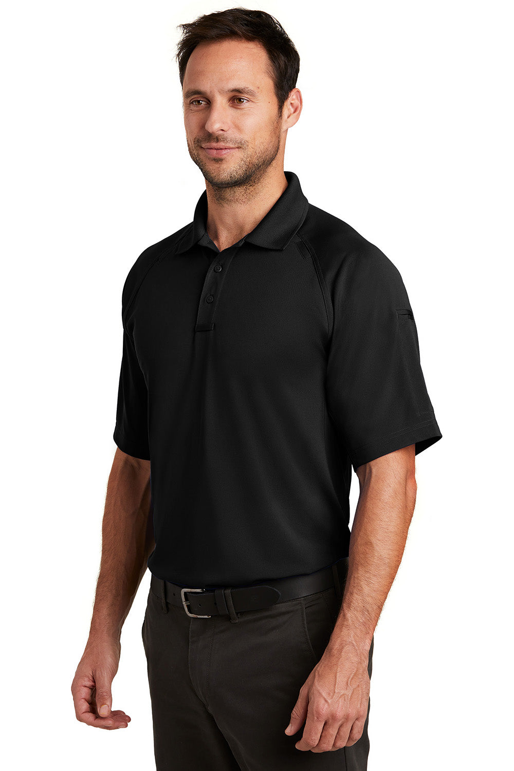 CornerStone CS420 Mens Select Tactical Moisture Wicking Short Sleeve Polo Shirt Black Model 3q