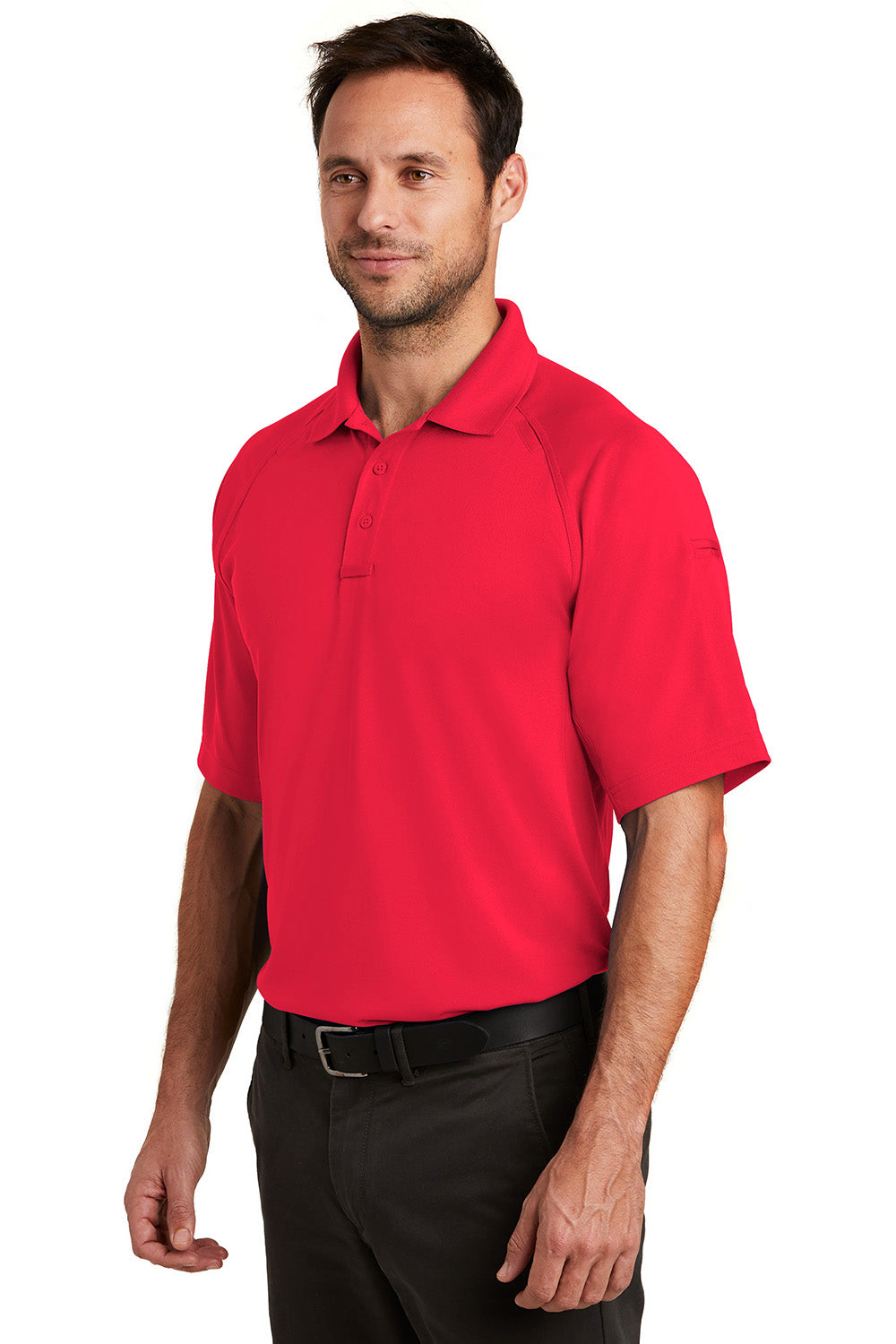 CornerStone CS420 Mens Select Tactical Moisture Wicking Short Sleeve Polo Shirt Red Model 3q