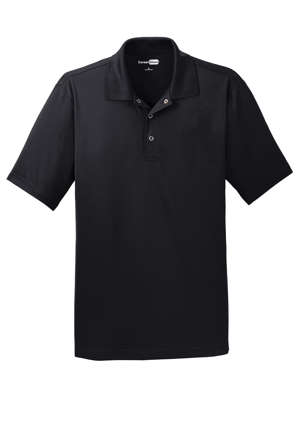 CornerStone CS421 Mens Gripper Moisture Wicking Short Sleeve Polo Shirt Black Flat Front