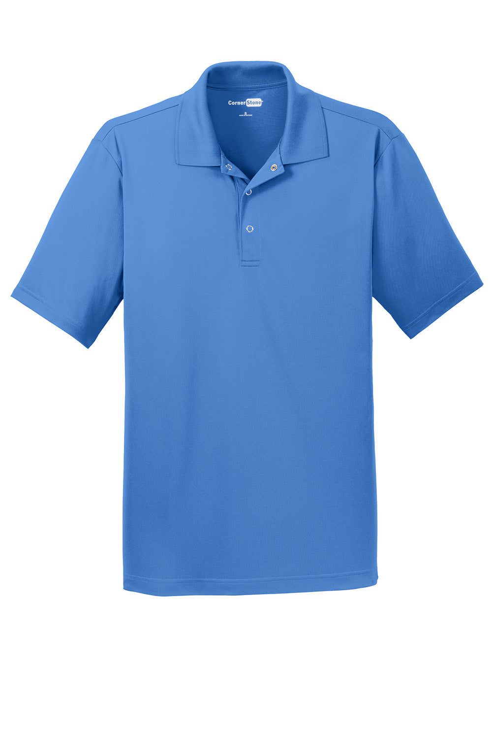 CornerStone CS421 Mens Gripper Moisture Wicking Short Sleeve Polo Shirt Lake Blue Flat Front