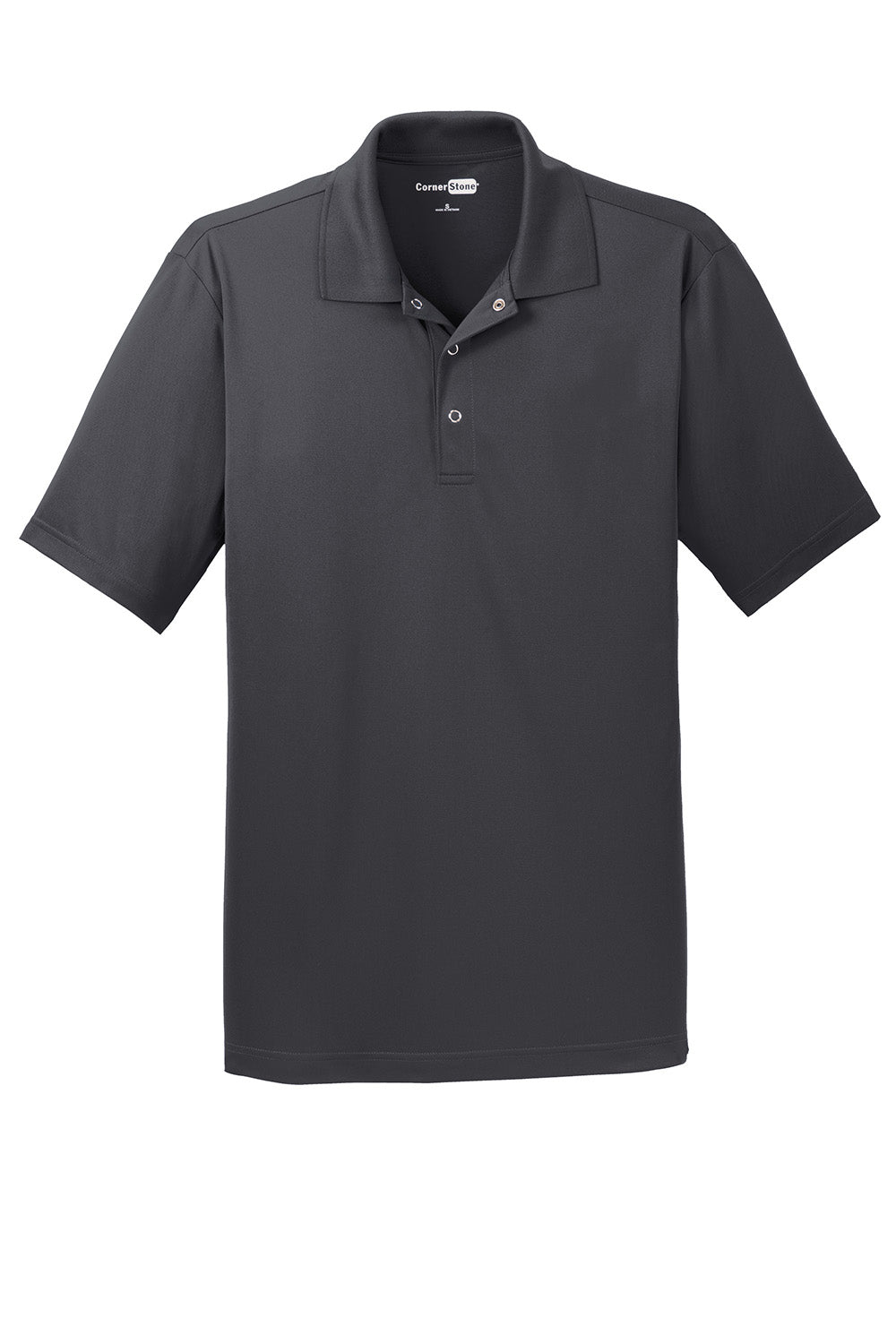 CornerStone CS421 Mens Gripper Moisture Wicking Short Sleeve Polo Shirt Iron Grey Flat Front