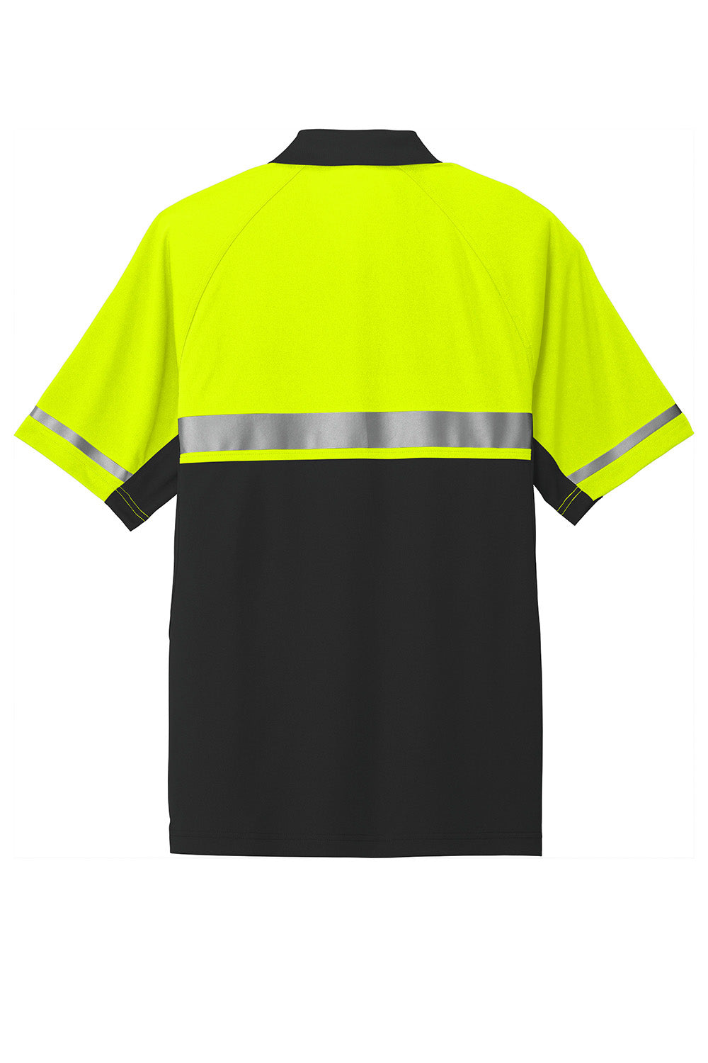 CornerStone CS423 Mens Enhanced Visibility Moisture Wicking Short Sleeve Polo Shirt Safety Yellow/Black Flat Back