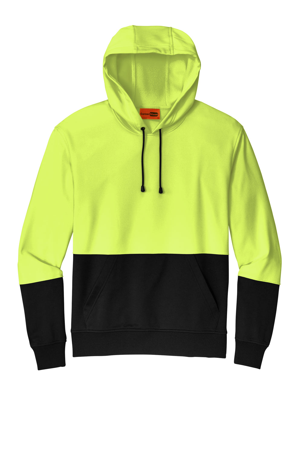 CornerStone CSF01 Mens Enhanced Visibility Moisture Wicking Fleece Hooded Sweatshirt Hoodie Safety Yellow Flat Front