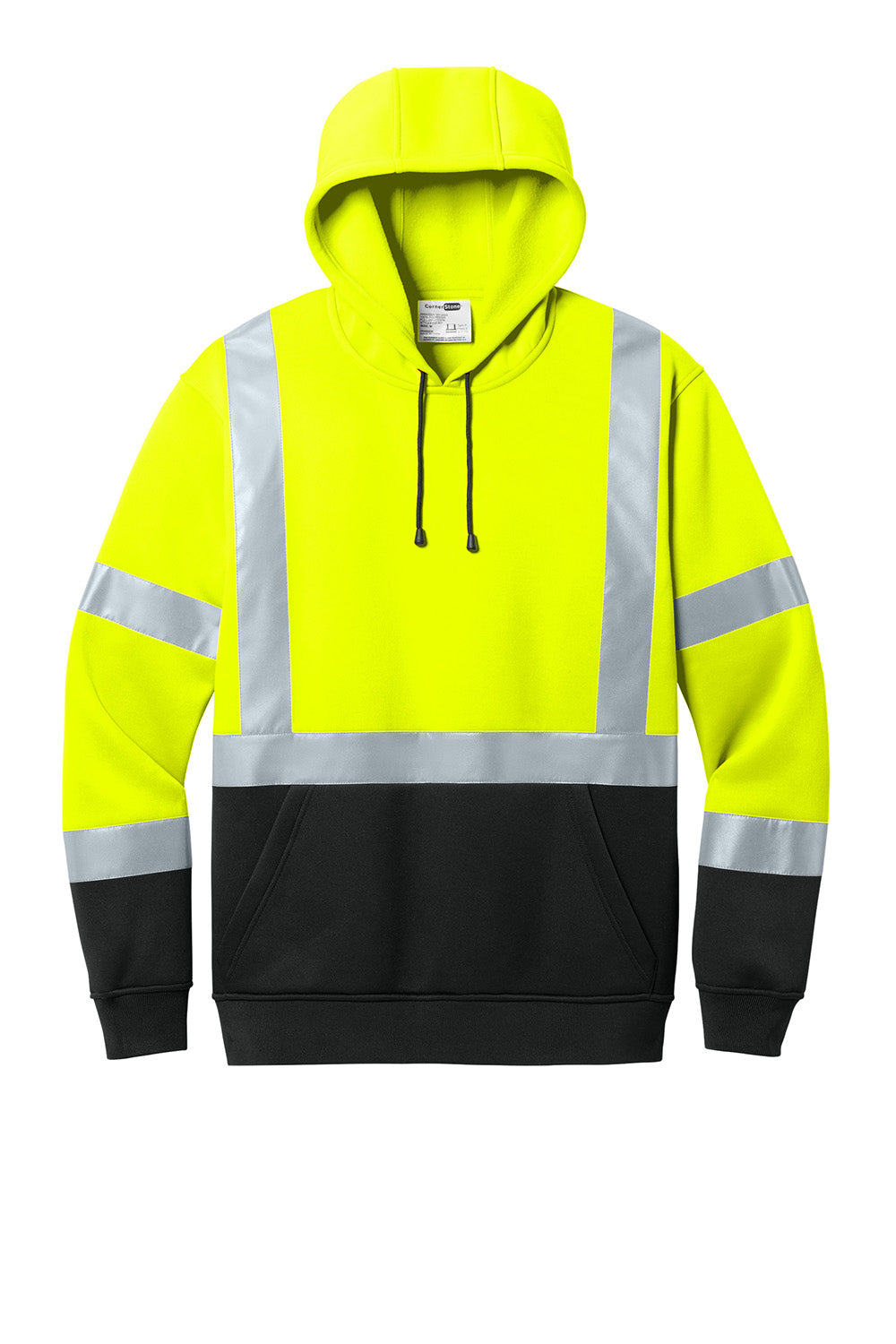 CornerStone CSF301 Mens ANSI 107 Class 3 Heavy Duty Fleece Hooded Sweatshirt Hoodie Safety Yellow Flat Front