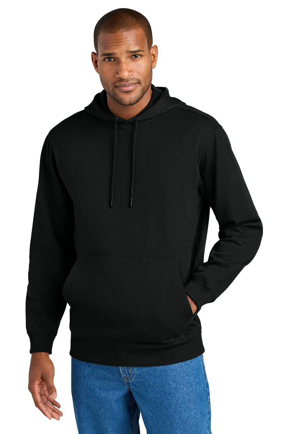 CornerStone CSF630 Mens Tough Fleece Hooded Sweatshirt Hoodie Black Model Front