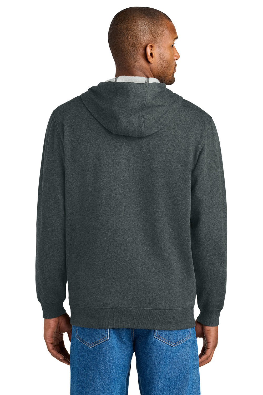 CornerStone CSF630 Mens Tough Fleece Hooded Sweatshirt Hoodie Heather Charcoal Grey Model Back