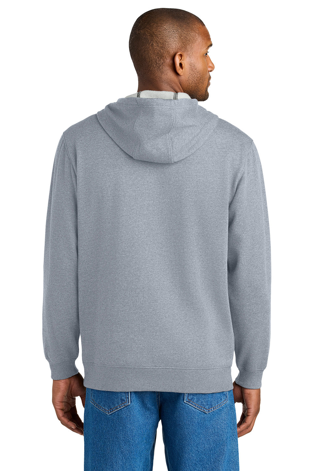 CornerStone CSF630 Mens Tough Fleece Hooded Sweatshirt Hoodie Heather Grey Model Back