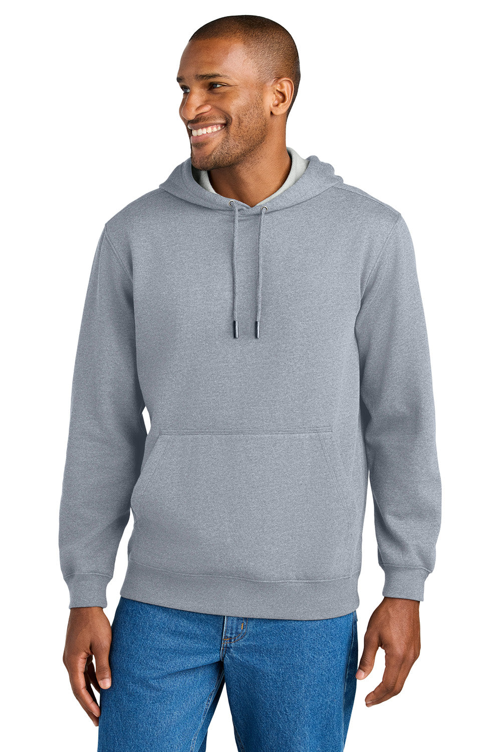 CornerStone CSF630 Mens Tough Fleece Hooded Sweatshirt Hoodie Heather Grey Model Front