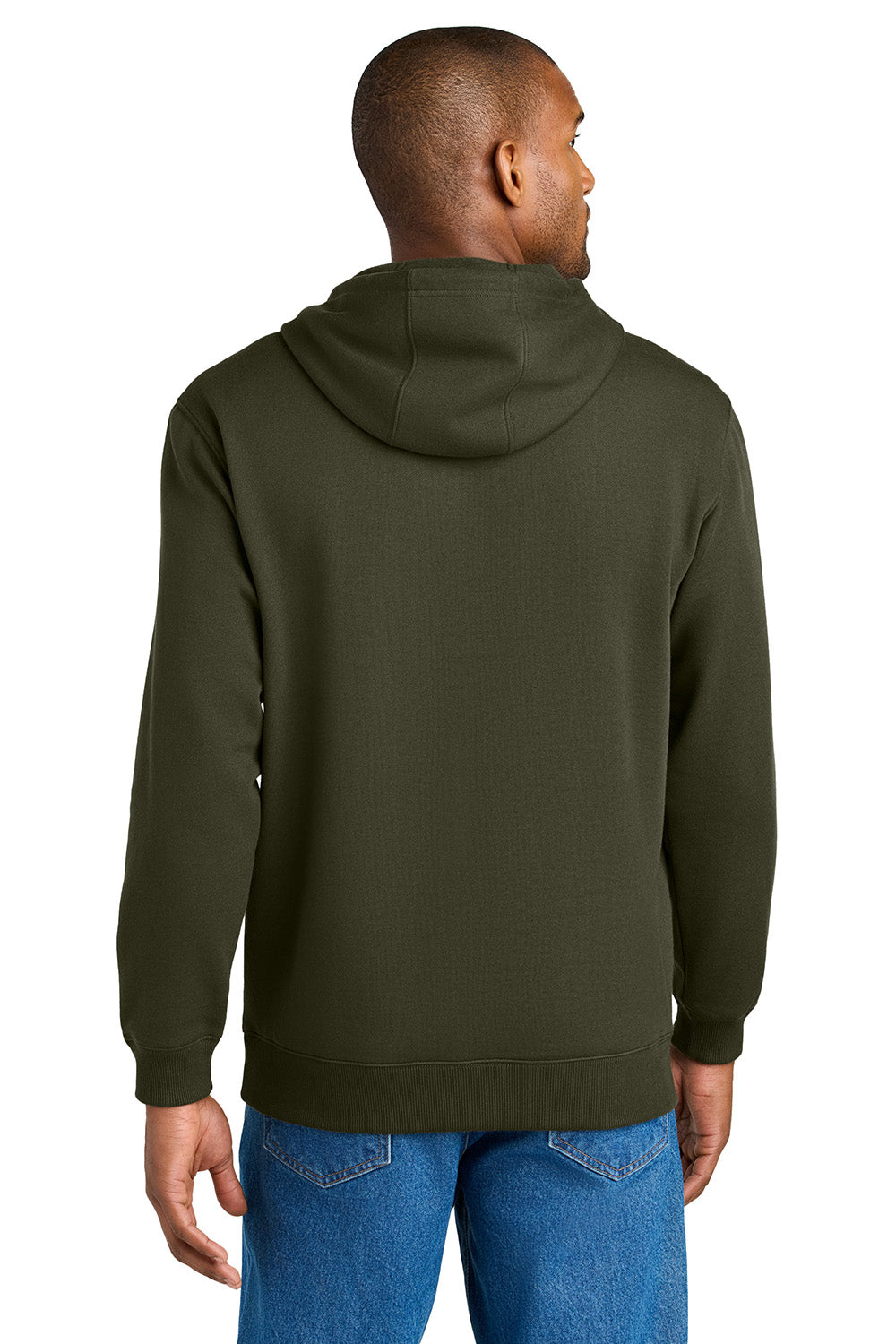 CornerStone CSF630 Mens Tough Fleece Hooded Sweatshirt Hoodie Tundra Green Model Back