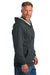 CornerStone CSF631 Mens Tough Fleece Full Zip Hooded Sweatshirt Hoodie Heather Charcoal Grey Model Side