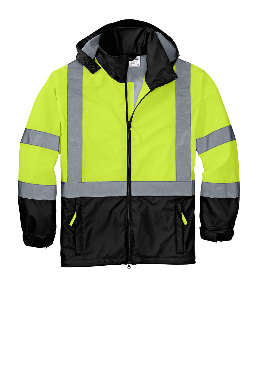 CornerStone CSJ25 Mens ANSI 107 Class 3 Water Resistant Full Zip Hooded Jacket Safety Yellow Flat Front