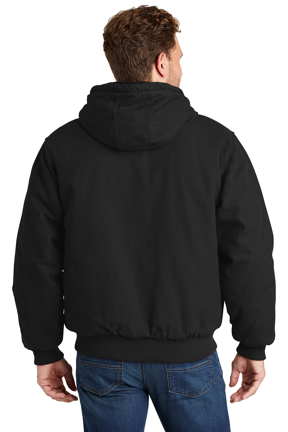 CornerStone CSJ41 Mens Duck Cloth Full Zip Hooded Jacket Black Model Back