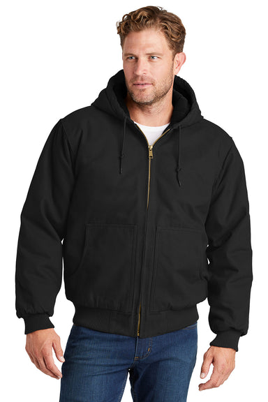 CornerStone CSJ41 Mens Duck Cloth Full Zip Hooded Jacket Black Model Front