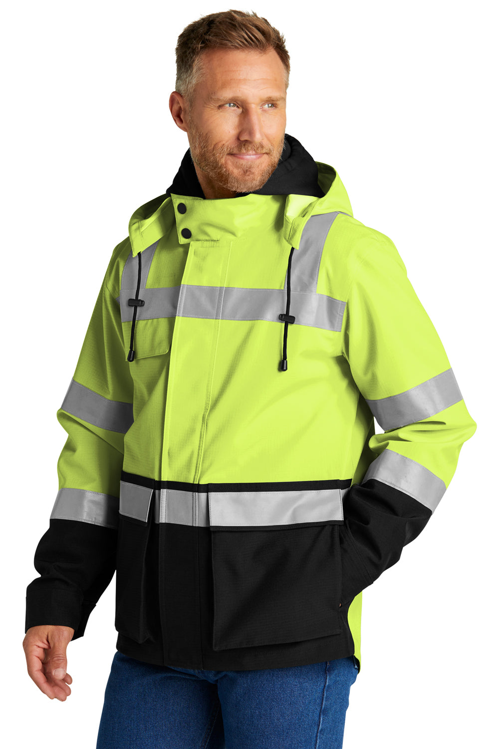 CornerStone CSJ503 Mens Enhanced Visibility Waterproof Full Zip Jacket Safety Yellow Model 3q