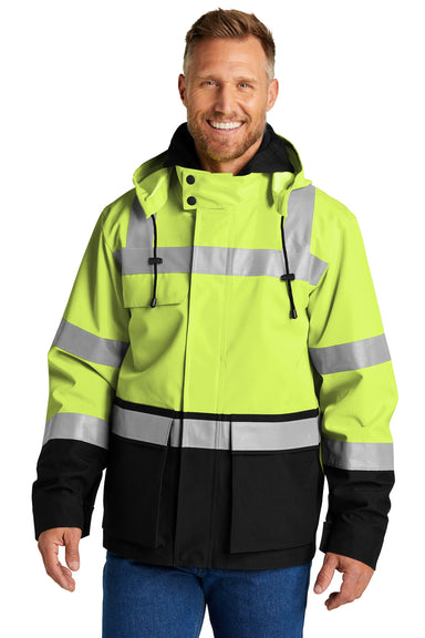 CornerStone CSJ503 Mens Enhanced Visibility Waterproof Full Zip Jacket Safety Yellow Model Front