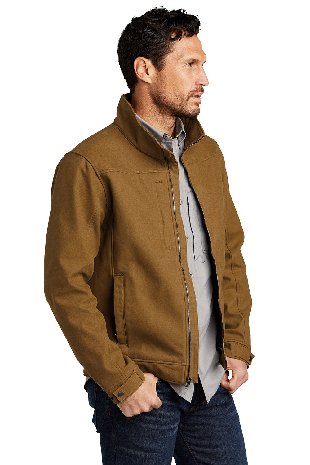 CornerStone CSJ60 Mens Duck Cloth Water Resistant Full Zip Jacket Duck Brown Model 3q