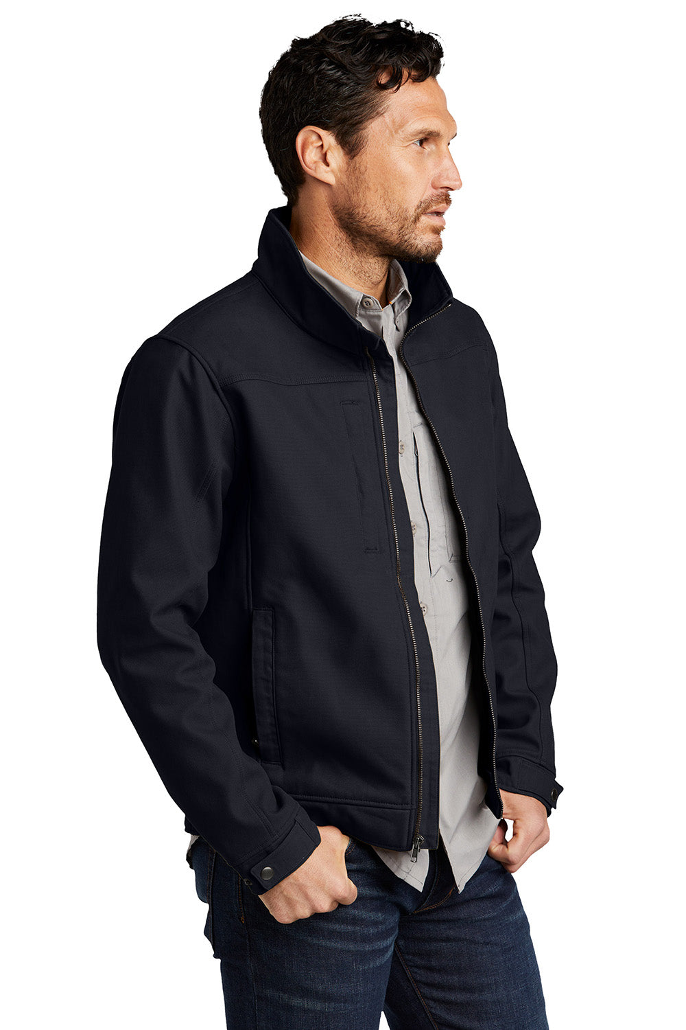 CornerStone CSJ60 Mens Duck Cloth Water Resistant Full Zip Jacket Navy Blue Model 3q