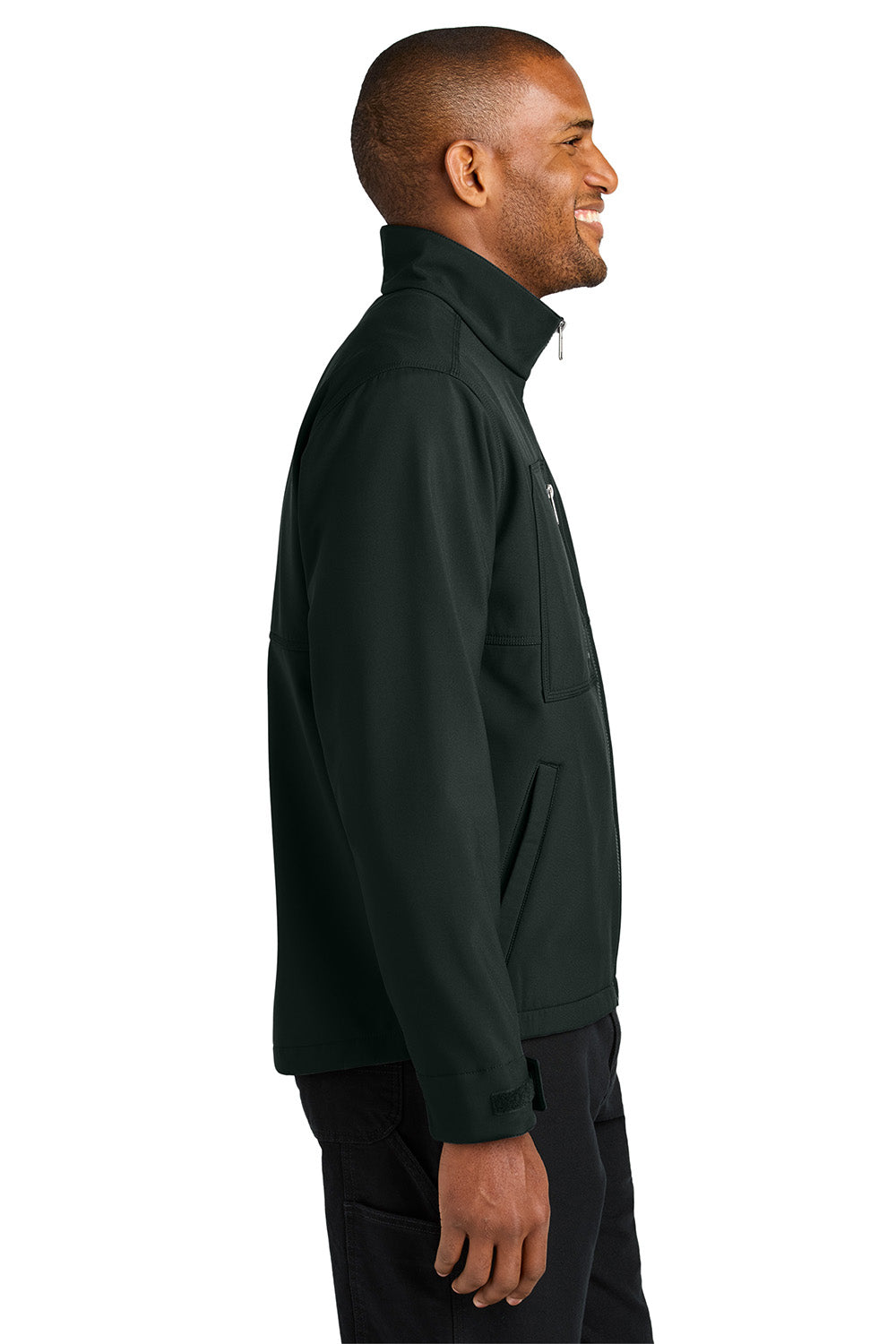 CornerStone CSJ70 Mens Workwear Soft Shell Full Zip Jacket Black Model Side