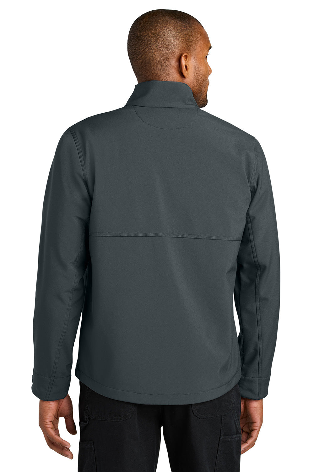 CornerStone CSJ70 Mens Workwear Soft Shell Full Zip Jacket Iron Grey Model Back