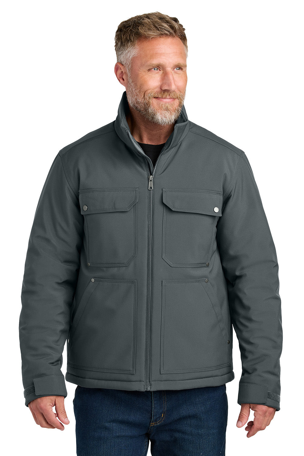 CornerStone CSJ75 Mens Insulated Workwear Soft Shell Full Zip Jacket Iron Grey Model Front