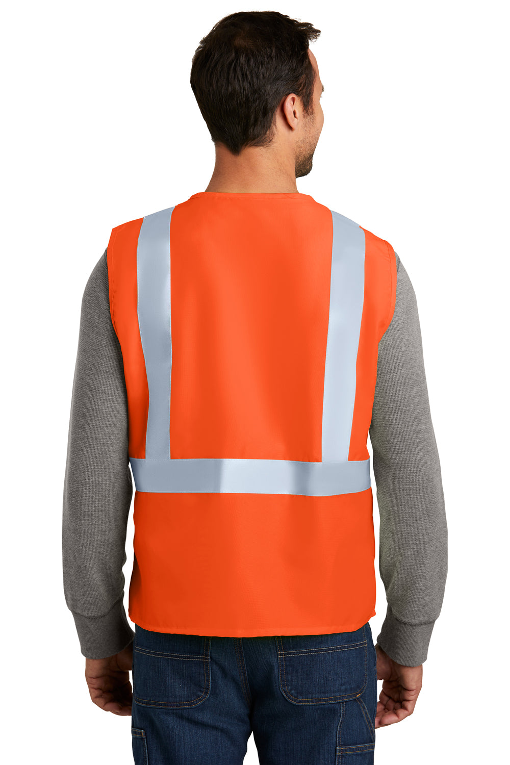 CornerStone CSV400 Mens Enhanced Visibility Safety Vest Safety Orange Model Back