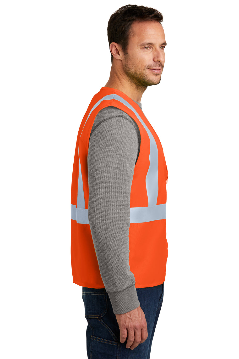 CornerStone CSV400 Mens Enhanced Visibility Safety Vest Safety Orange Model Side