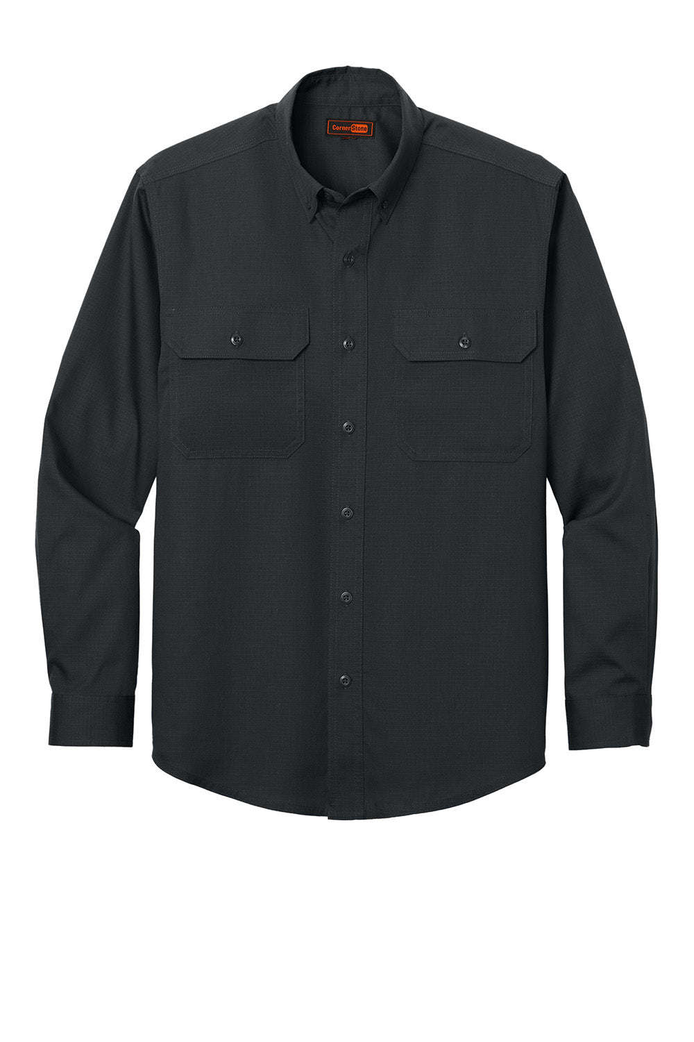 CornerStone CSW174 Mens Select Ripstop Long Sleeve Button Down Shirt Echo Steel Grey Flat Front