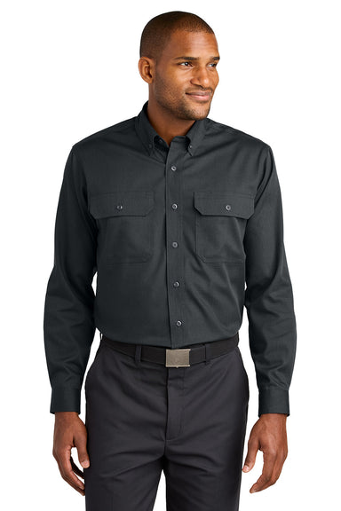 CornerStone CSW174 Mens Select Ripstop Long Sleeve Button Down Shirt Echo Steel Grey Model Front