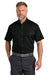 CornerStone CSW175 Mens Select Ripstop Short Sleeve Button Down Shirt Black Model Front