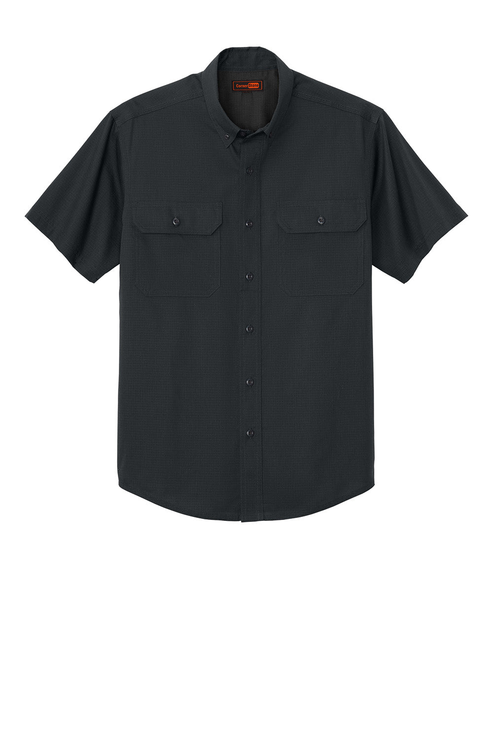 CornerStone CSW175 Mens Select Ripstop Short Sleeve Button Down Shirt Echo Steel Grey Flat Front