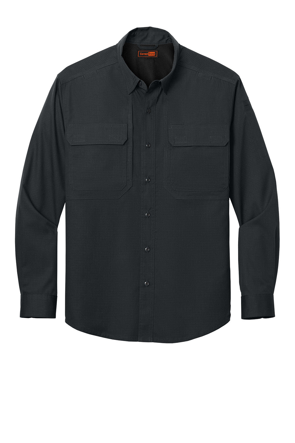 CornerStone CSW176 Mens Select Tactical Long Sleeve Button Down Shirt Echo Steel Grey Flat Front