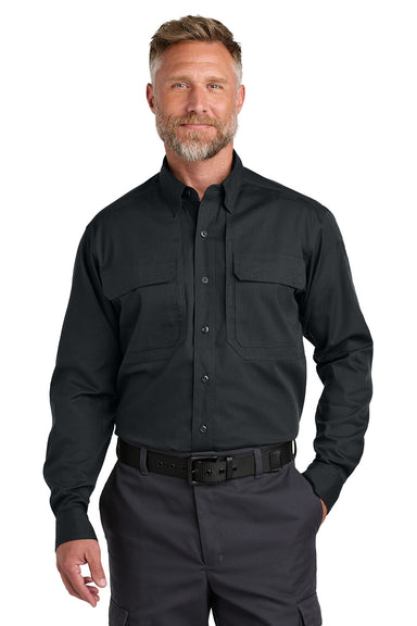 CornerStone CSW176 Mens Select Tactical Long Sleeve Button Down Shirt Echo Steel Grey Model Front