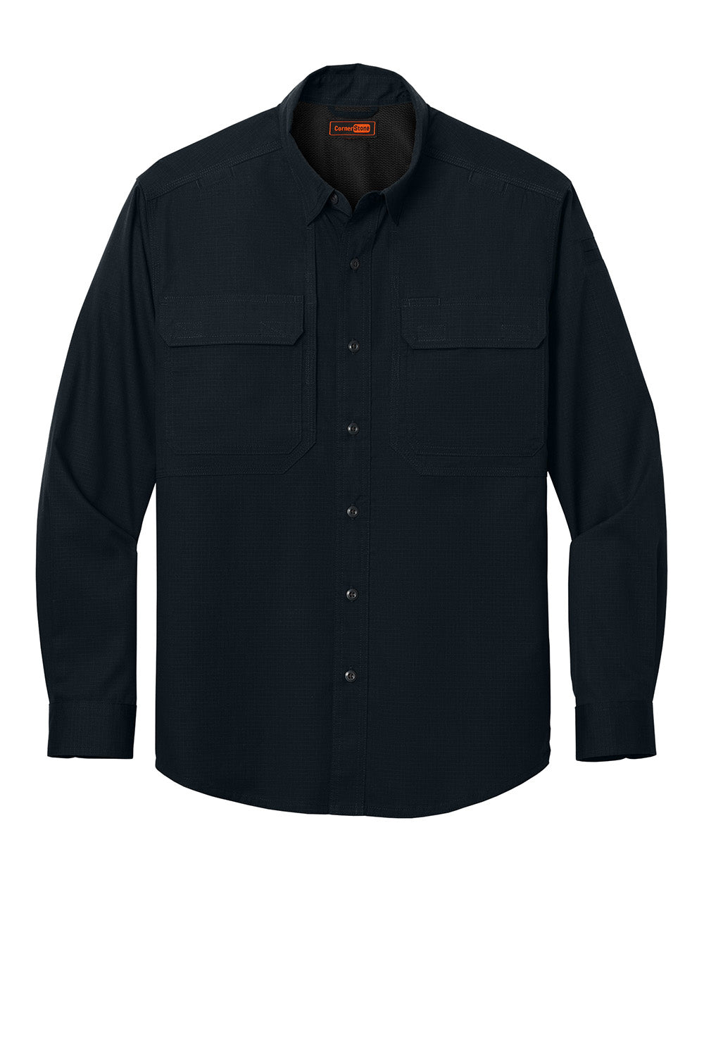 CornerStone CSW176 Mens Select Tactical Long Sleeve Button Down Shirt Navy Blue Flat Front