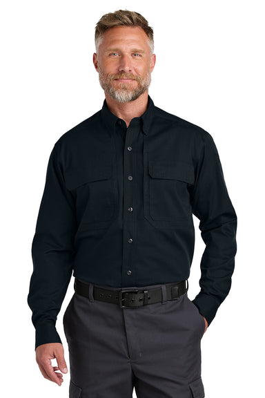 CornerStone CSW176 Mens Select Tactical Long Sleeve Button Down Shirt Navy Blue Model Front