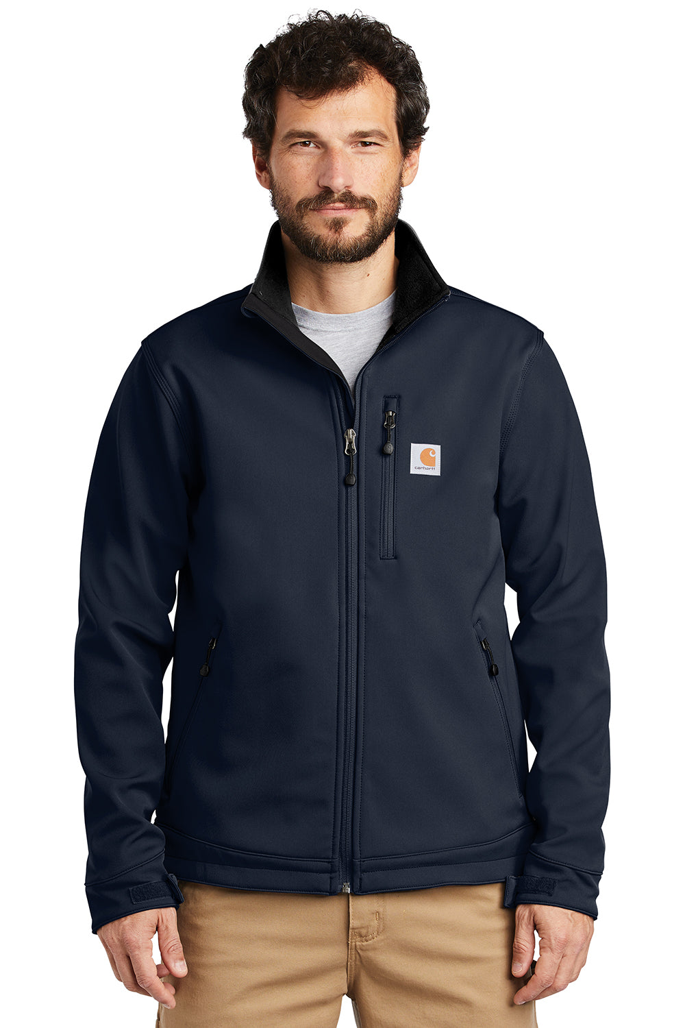 Carhartt CT102199 Mens Crowley Wind & Water Resistant Full Zip Jacket Navy Blue Model Front