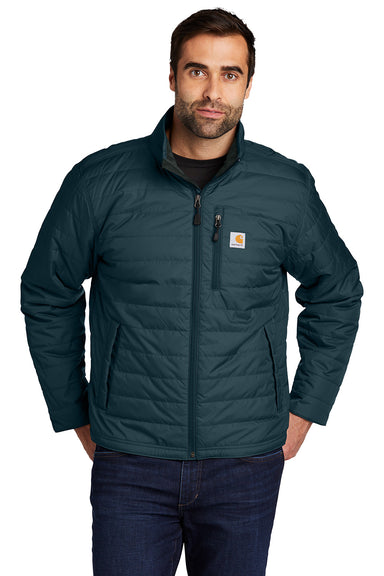 Carhartt CT102208 Mens Gilliam Wind & Water Resistant Full Zip Jacket Navy Blue Model Front