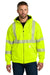 Carhartt CT104988 Mens ANSI 107 Class 3 Lined Full Zip Hooded Sweatshirt Hoodie Bright Lime Green Model Front