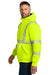 Carhartt CT104988 Mens ANSI 107 Class 3 Lined Full Zip Hooded Sweatshirt Hoodie Bright Lime Green Model Side