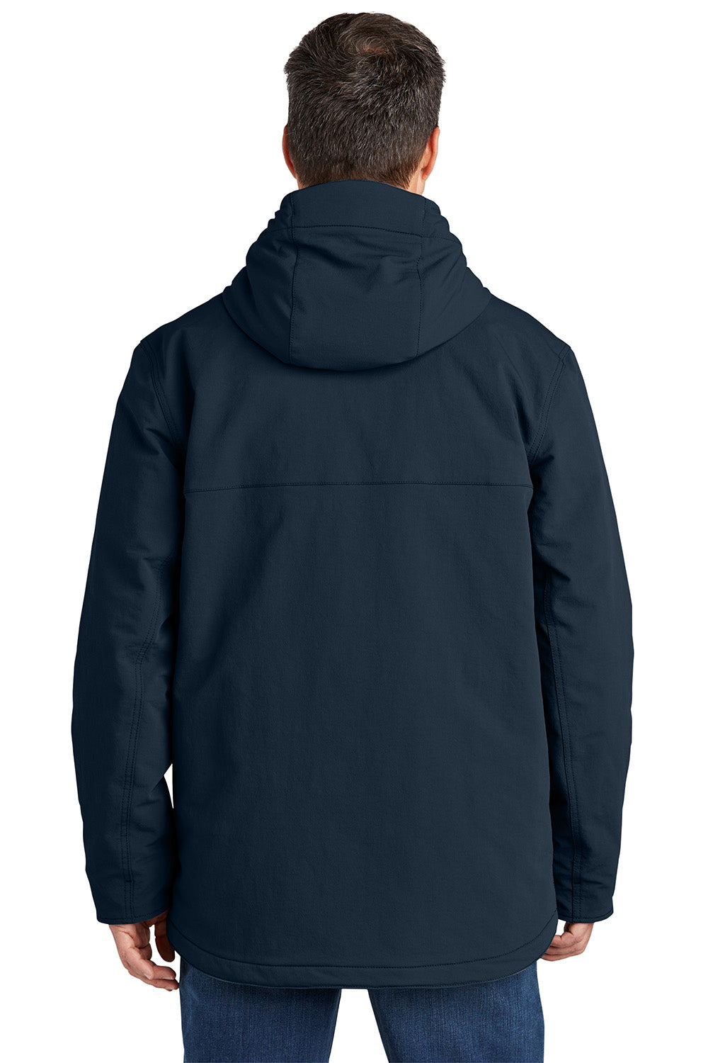 Carhartt CT105533 Mens Super Dux Wind & Water Resistant Full Zip Hooded Jacket Navy Blue Model Back