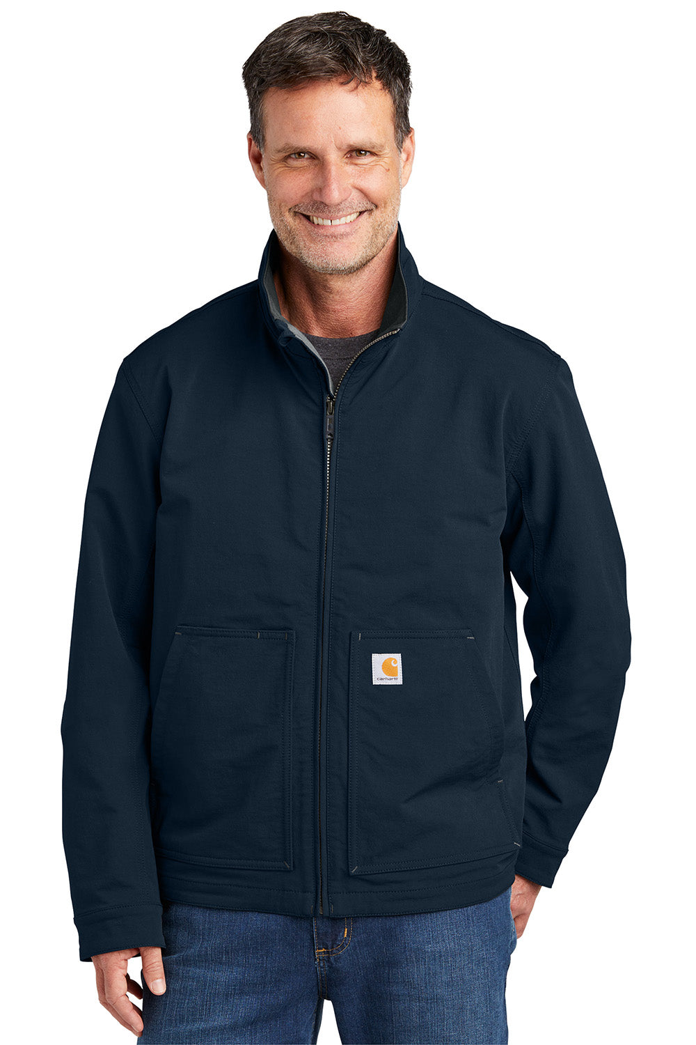 Carhartt CT105534 Mens Super Dux Wind & Water Resistant Full Zip Jacket Navy Blue Model Front