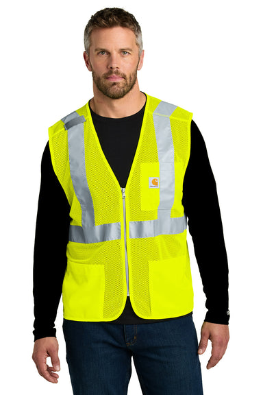 Carhartt CT106171 Mens ANSI Class 2 Mesh Full Zip Vest Bright Lime Green Model Front