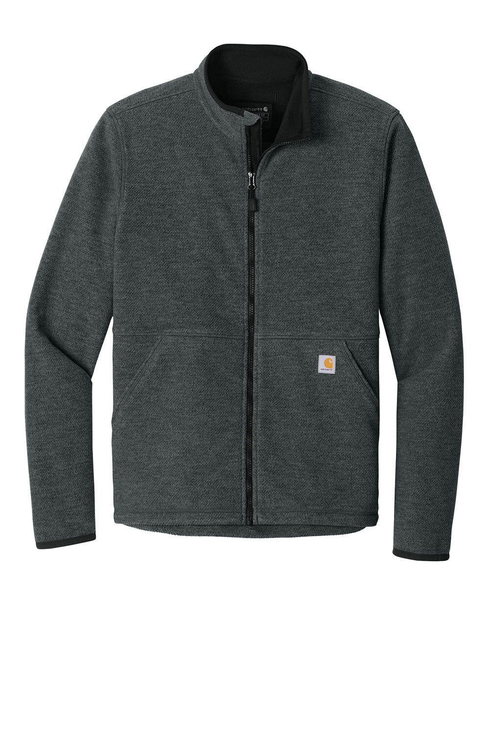 Carhartt CT106416 Mens Textured Fleece Full Zip Jacket Heather Carbon Grey Flat Front