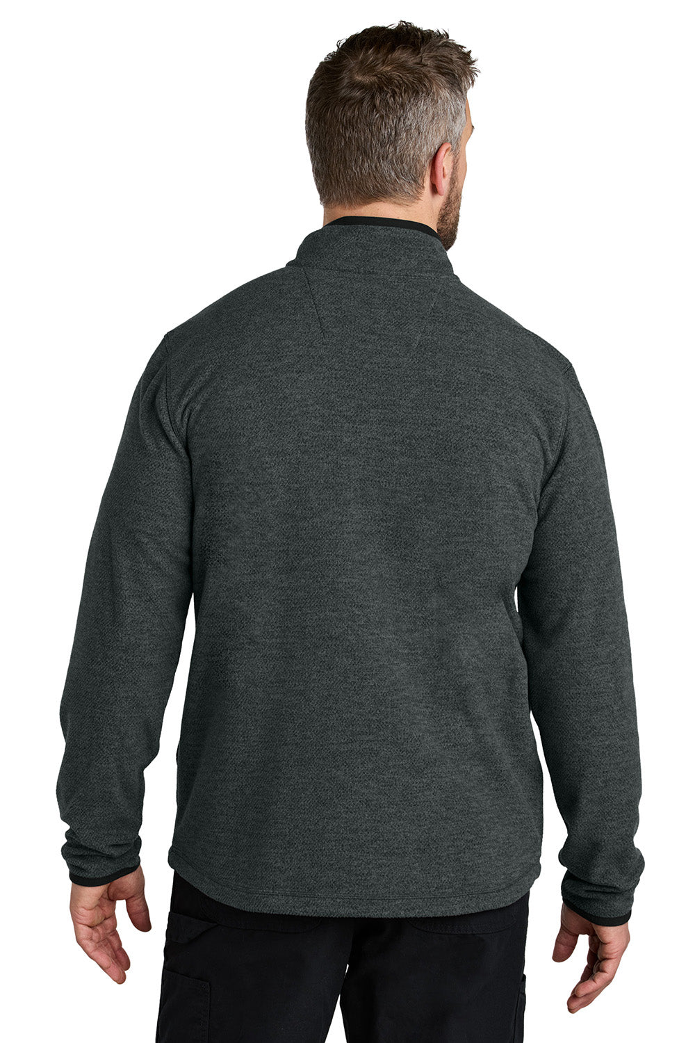 Carhartt CT106416 Mens Textured Fleece Full Zip Jacket Heather Carbon Grey Model Back