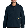 Carhartt Mens Textured Fleece Full Zip Jacket - Navy Blue - New