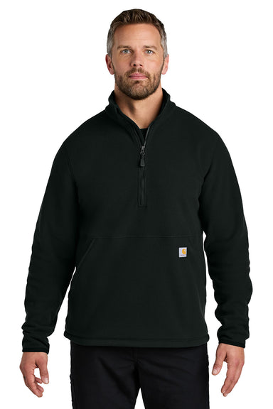 Carhartt CT106417 Mens Textured Fleece 1/4 Zip Jacket Black Model Front