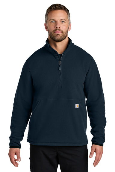 Carhartt CT106417 Mens Textured Fleece 1/4 Zip Jacket Navy Blue Model Front