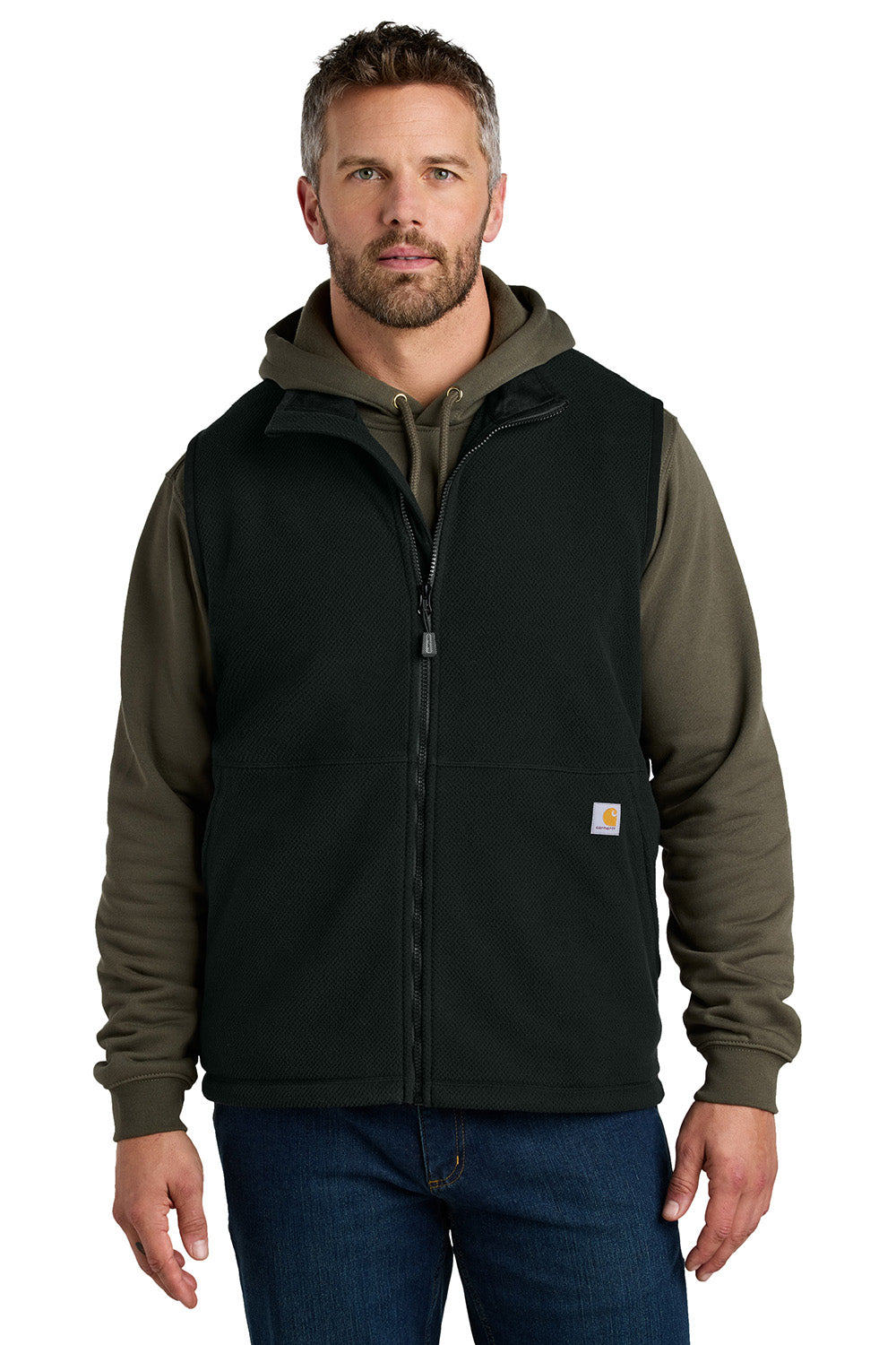 Carhartt CT106418 Mens Textured Fleece Full Zip Vest Black Model Front