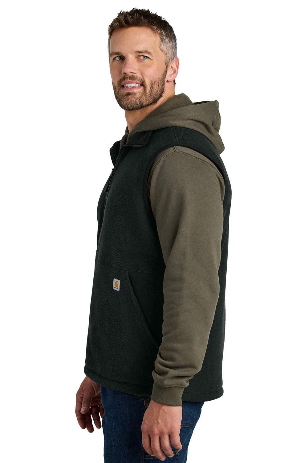 Carhartt CT106418 Mens Textured Fleece Full Zip Vest Black Model Side