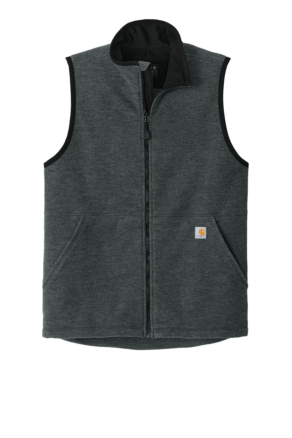 Carhartt CT106418 Mens Textured Fleece Full Zip Vest Heather Carbon Grey Flat Front