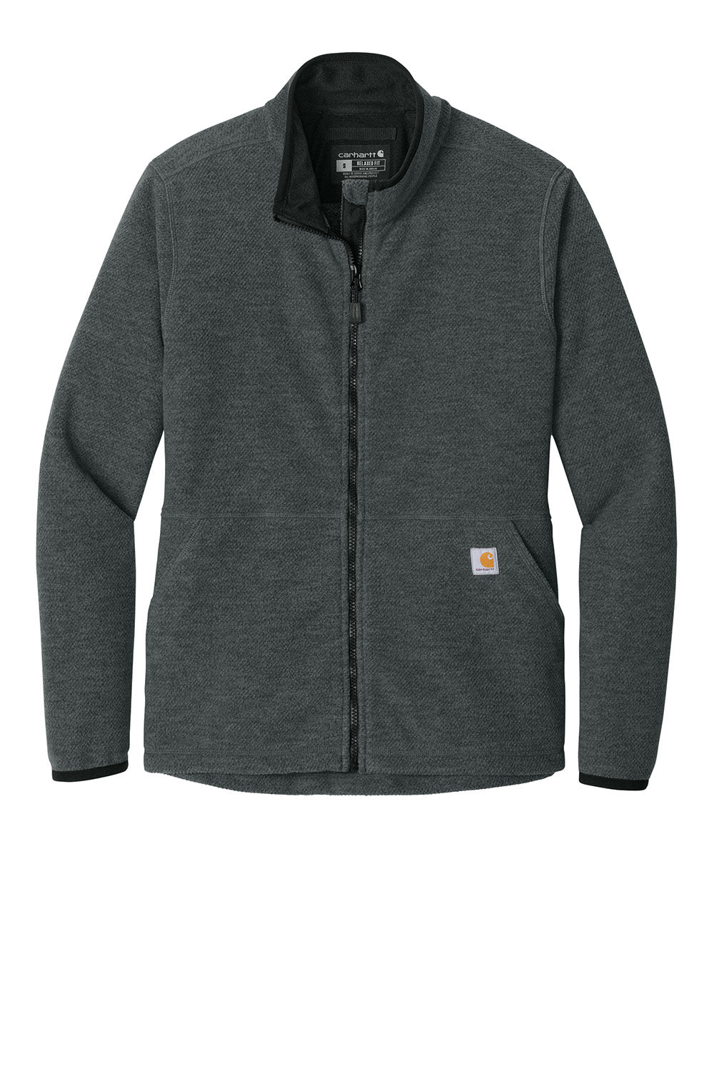 Carhartt CT106419 Womens Textured Fleece Full Zip Jacket Heather Carbon Grey Flat Front